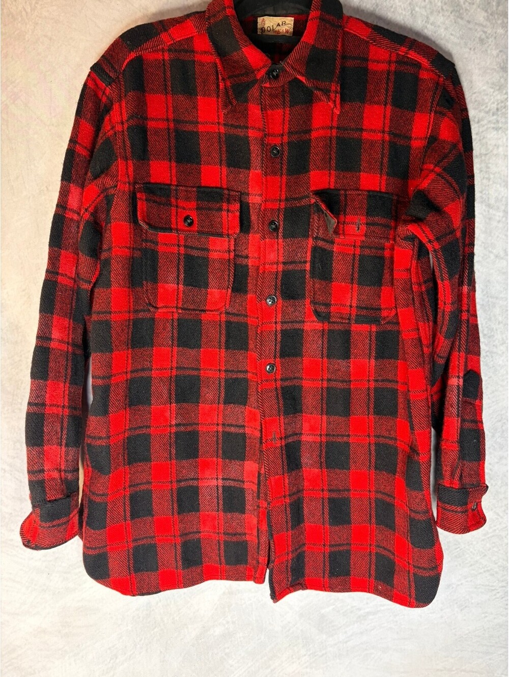 Vintage 40s 50s Polar E&W Buffalo Plaid Wool Shirt Jacket Red Black